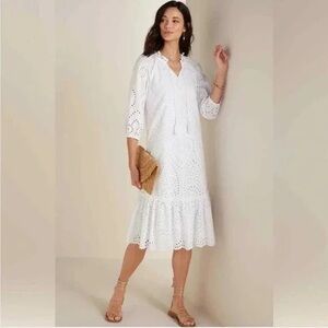 Soft Surroundings White Eyelet City of Gardens Dress